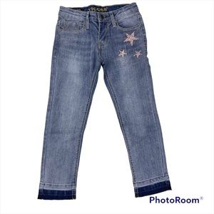 Vigoss The Austin Ankle Skinny Jeans Pink Silver Stars